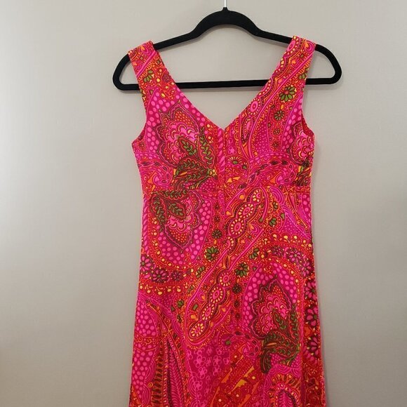 Vintage Pink Paisley Maxi Dress Boho Festival Sz S - Picture 6 of 10